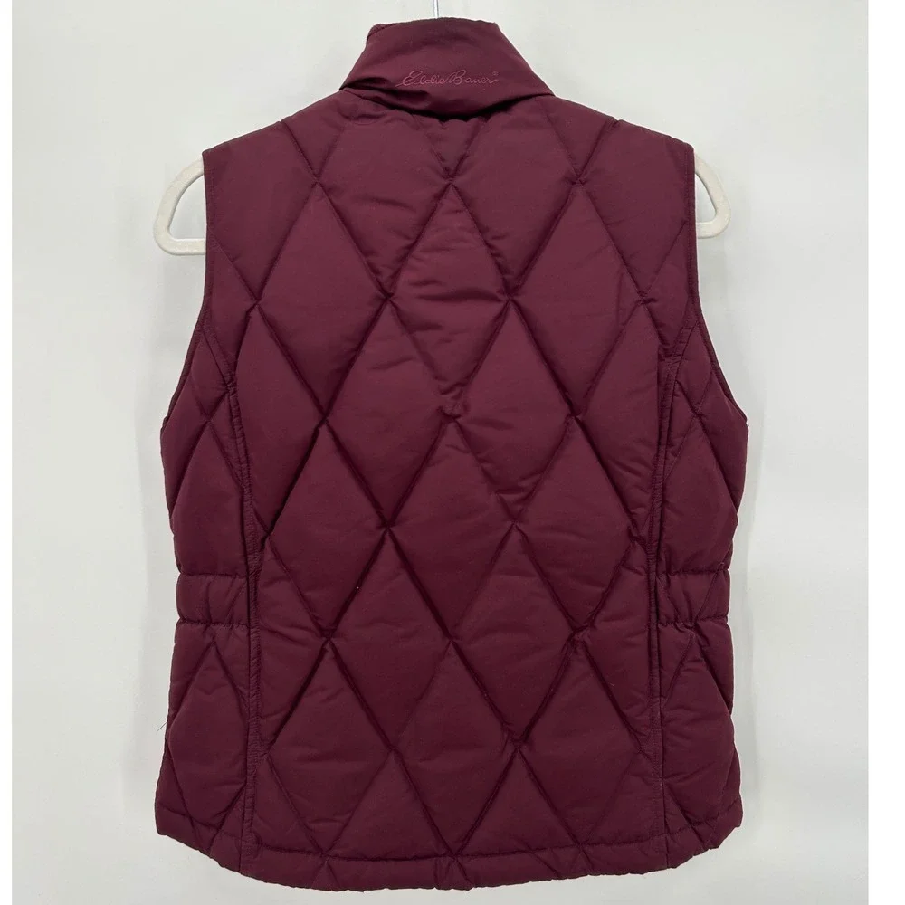 Eddie Bauer Womens Goose Down Puffer Vest‎ Maroon Burgundy Diamond Quilted Small